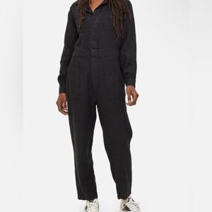 NWT mate the label linen long sleeve jumpsuit black